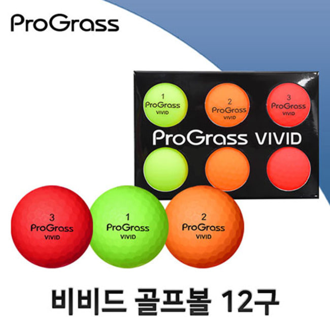 ProGrass 비비드 2피스 골프공 혼합(12알 1다즌)